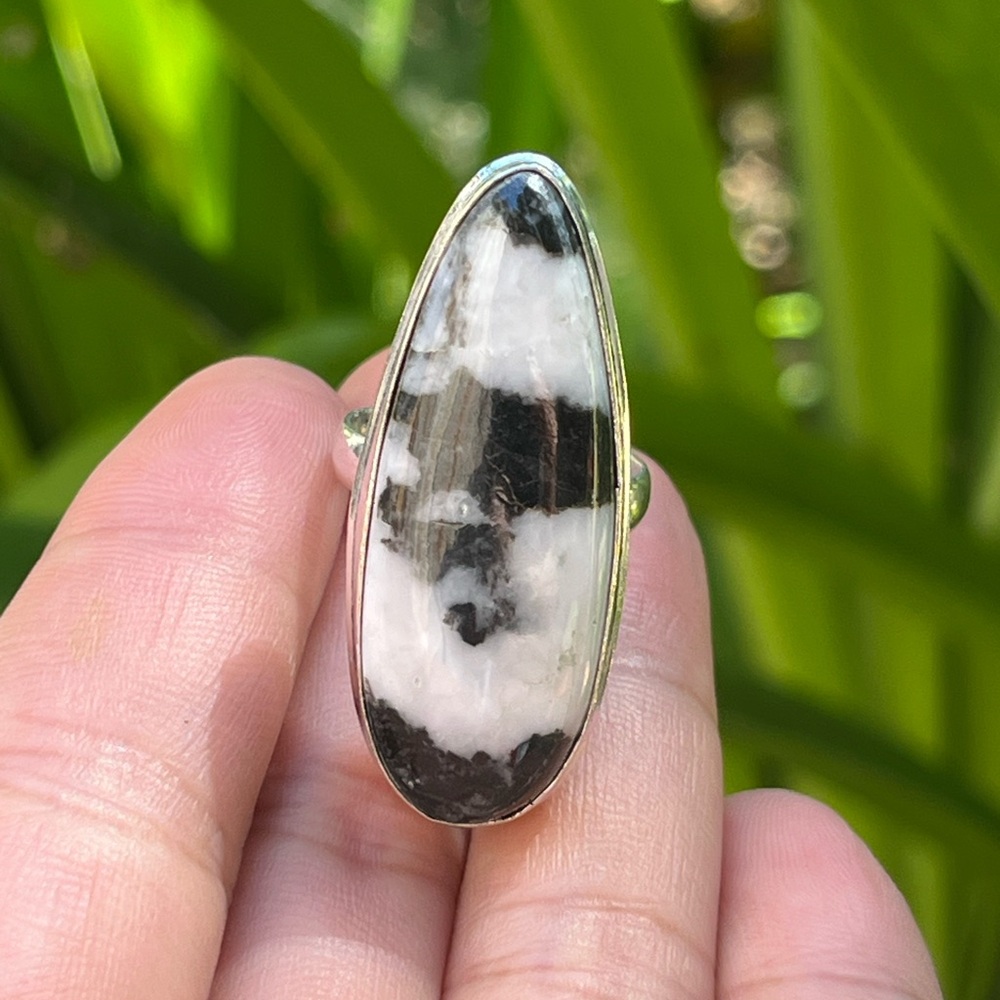 Size 7.25 925 silver plated long buffalo turquoise ring 2305